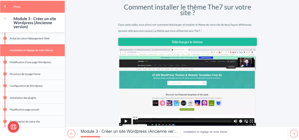 Affiliation Ninja module 3 - exemple de page de vidéo