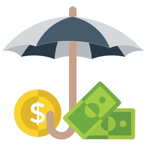 icône d'argent protégé sous un parapluie