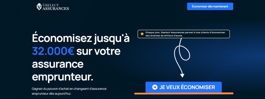 Page d'accueil de Gselect Assurances proposant de faire une simulation