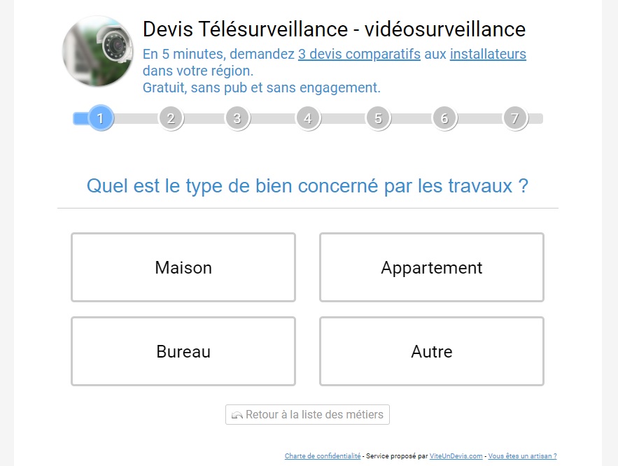 Exemple sur une page web du résultat du widget généré sur Vite un devis